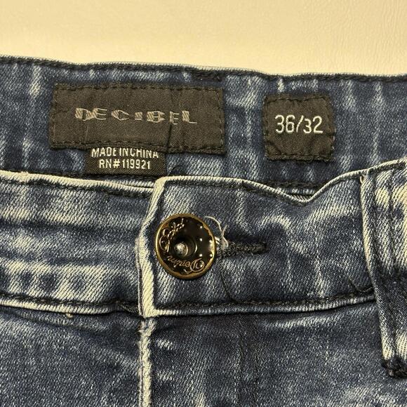 Decibel Men’s Distressed Acid Wash Moto Jeans – 36x32 - Picture 4 of 16